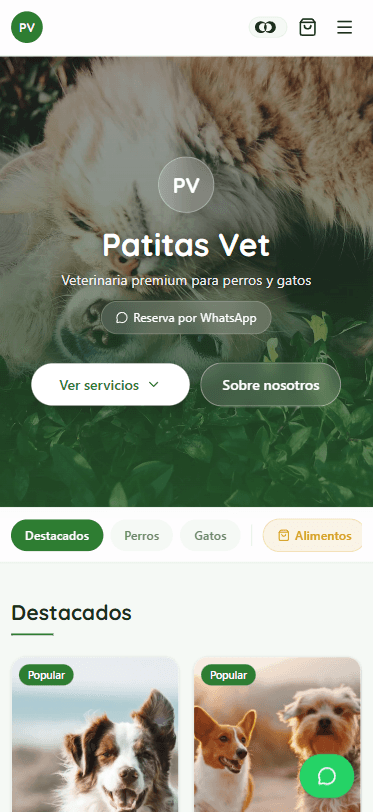 Patitas Vet - móvil
